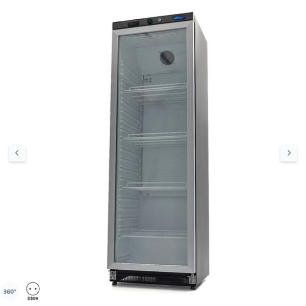  Ψυγείο - 400L - Μαύρο - με γυάλινη πόρτα